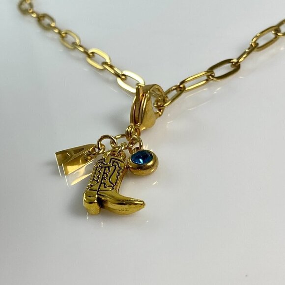 Cowgirl Boot with Letter and Birthstone Clip On Charm - CUSTOMIZABLE - Picture 3 of 8